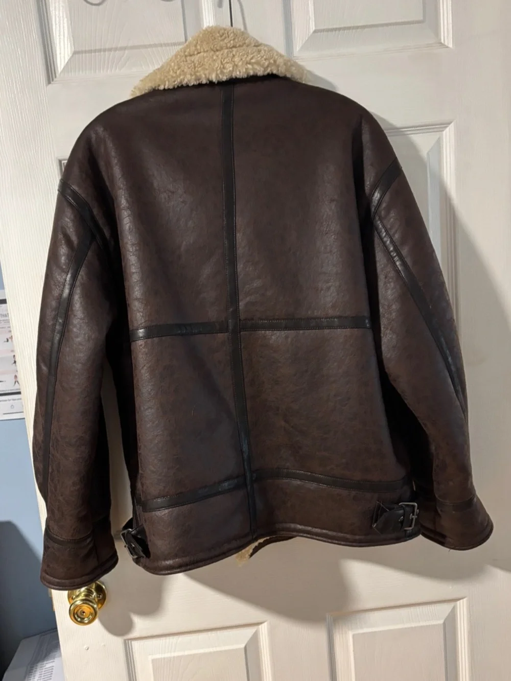 BDG Ella Women’s Chocolate Faux Leather and Faux Shearling Aviator Jacket - Picture 10 of 16